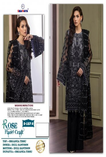 SHANAYA ROSE HAND CRAFT D.NO 187 WHOLESALE ORGANZA TISSUE HEAVY WORK UNSTITCH SALWAR KAMEEZ ONLINE
