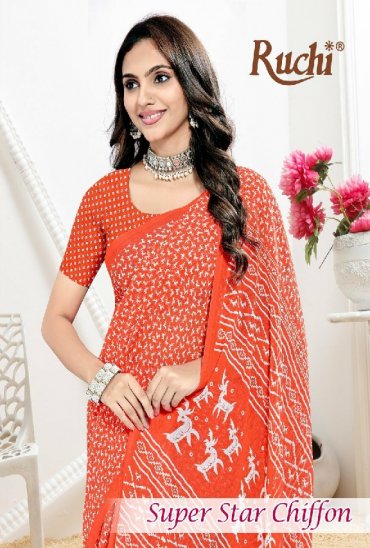 RUCHI SUPER STAR CHIFFON VOL 253 WHOLESALE CHIFFON PRINTED CASUAL WEAR INDIAN SAREES FOR WOMEN SUPPLIER