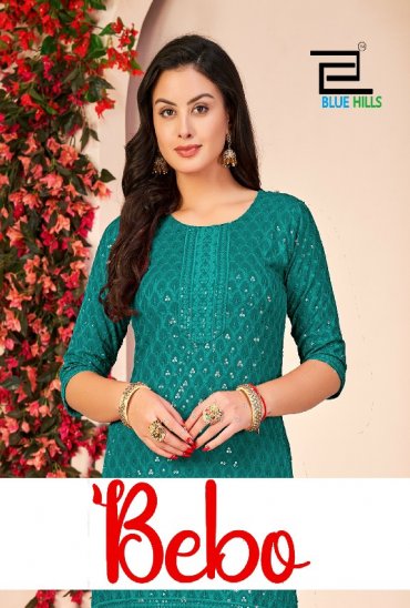 BLUE HILLS BEBO NEW COLOR WHOLESALE READYMADE RAYON SHIFFLI WORK BIG SIZE KURTI WITH PANT COMBO FOR WOMEN ONLINE