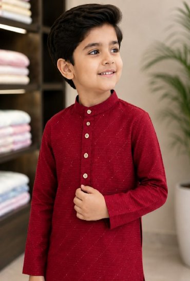 VENMER PRESENT EADYMADE SILK CROSSED WORK KURTA PYJAMA FOR KIDS ONLINE