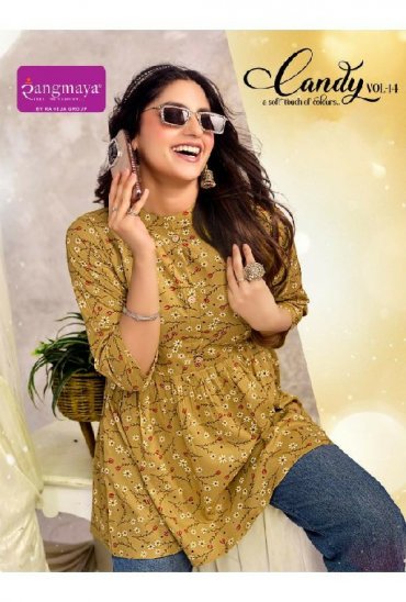 RANGMAYA CANDY VOL 14 WHOLESALE READYMADE RAYON PRINTED MODERN STYLISH SHORT TOPS FOR WOMEN SUPPLIER