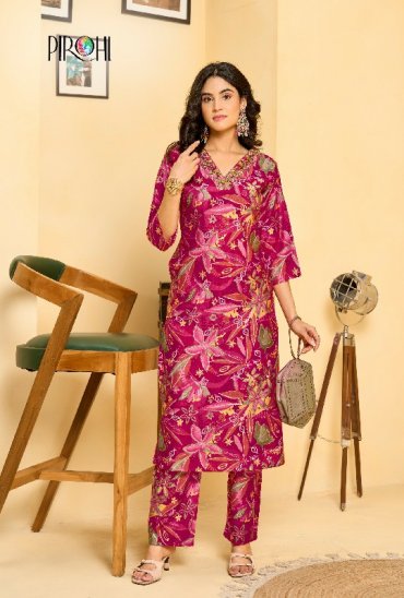 PIROHI KRISHI WHOLESALE READYMADE PREMIUM VISCOSE HEAVY WORK TRENDYU CORD SET FOR EXPORT