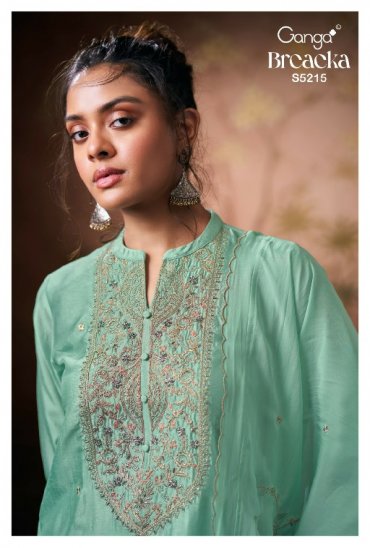 GANGA BREAEKA S5215 WHOLESALE PURE BEMBERG RUSSIAN SILK SOLID COLOR UNSTITCH SALWAR SUITS SUPPLIER