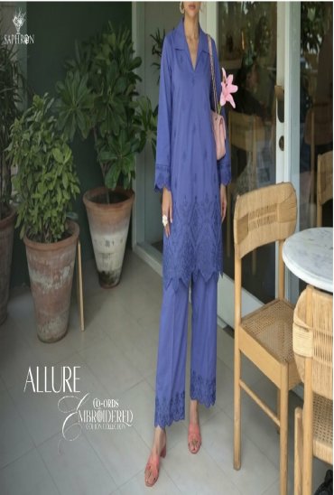 SAPHRON ALLURE EMBROIDERED WHOLESALE READYMADE BEAUTIFUL ELEGANT COMBO CORD SET FOR EXPORT