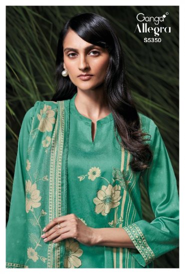 GANGA ALLEGRA S5350 WHOLESALE PURE WOOL PASHMINA WINTER CASUAL WEAR UNSTITCH SALWAR SUITS EXPORTER