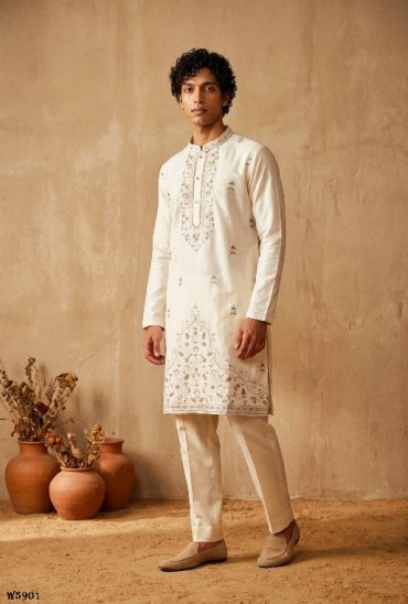 OUTLUK WEDDING COLLECTION VOL 59 WHOLESALE READYMADE SILK OCCASION SPECIAL KURTA WITH PANT FOR MEN EXPORTER