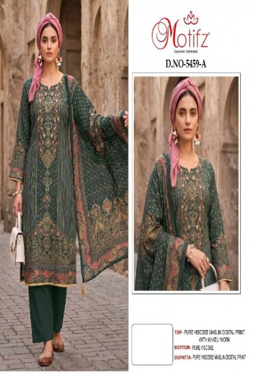 MOTIFZ D.NO 5459 WHOLESALE VISCOSE MUSLIN BEAUTIFUL UNSTITCH SALWAR KAMEEZ SUPPLIER