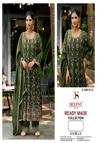 DEEPSY D.NO 3585 WHOLESALE READYMADE VISCOSE TISSUE SILK ANARKALI PATTERN 3 PCS SUITS SUPPLIER