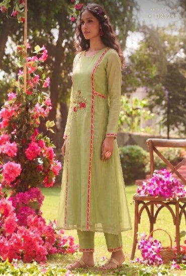 ARYA BAAGH WHOLESALE READYMADE PURE TISSUE LATEST DESIGNER KURTI WITH PANT FOR EXPORT