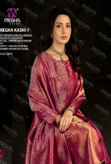 MEGHALI KASHI VOL 7 WHOLESALE PREMIMU ZAFIRA SILK DESIGNER WEAVING UNSTITCH SALWAR SUITS EXPORTER