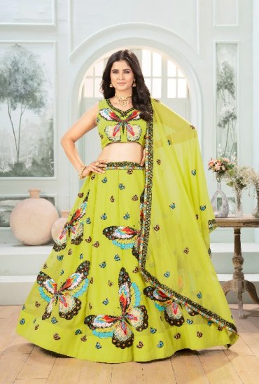 DVD D.NO 5118 WHOLESALE FAUX GEORGETTE UNIQUE ETHNIC WEAR LEHENGA CHOLI FOR EXPORT