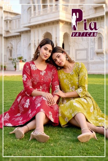 TEXTILEDEAL PIA VATICAN WHOLESALE READYMADE PRINTED FLAIR STYLISH KURTIS COMBO FOR WOMEN ONLINE