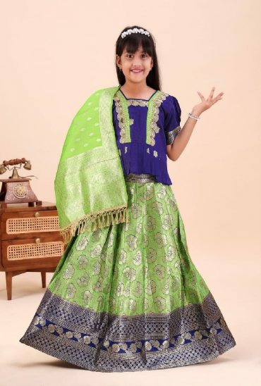 TEXTILEDEAL PRESENT READYMADE JACQUARD PATOLA STYLE LEHENGA CHOLI FOR KIDS ONLINE