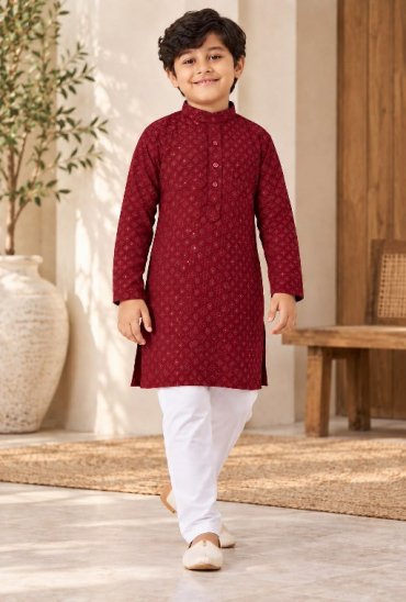 TEXTILEDEAL PRINCE VOL 10 WHOLESALE READYMADE HEAVY RAYON CHIKANKARI WORK KURTA SET FOR KIDS ONLINE