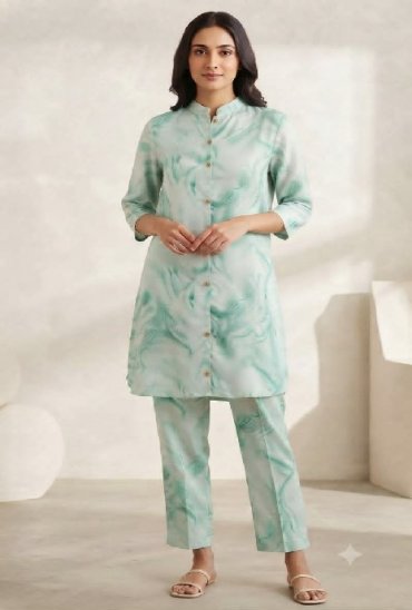 TEXTILEDEAL PRESENT READYMADE SATIN CASUAL WEAR CORD SET FOR EXPORT