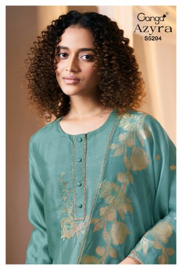 GANGA AZYRA S5204 WHOLESALE PURE BEMBERG RUSSIAN SILK CLASSIC UNSTITCH SALWAR SUITS SUPPLIER