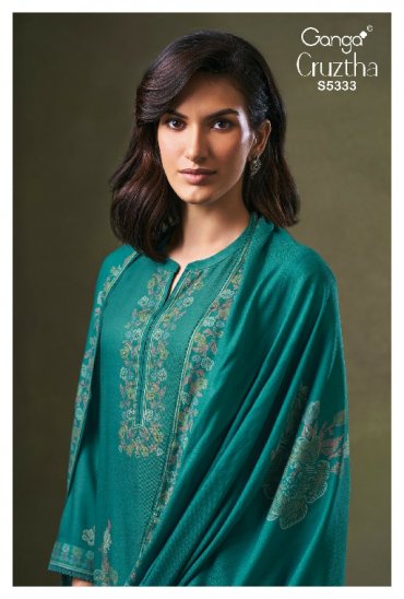 GANGA CRUZTHA S5333 WHOLESALE PURE WOOL PASHMINA WINTER WEAR UNSTITCH SALWAR SUITS EXPORTER
