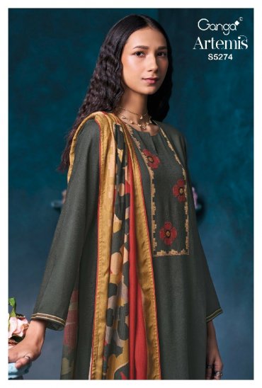 GANGA ARTEMIS S5274 WHOLESALE PURE WOOL PASHMINA WINTER PRETTY LOOK UNSTITCH SALWAR SUITS FOR EXPORT