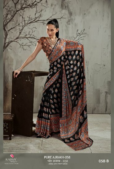 RAJTEX PURE AJRAKH VOL 58 WHOLESALE MODAL SATIN PRINTED CASUAL WEAR SAREES FOR WOMEN ONLINE