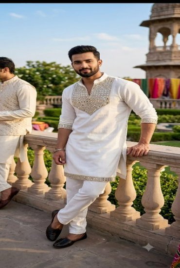 TEXTILEDEAL LAUNCH READYMADE COTTON MIRROR WORK NAVRATRI SHORT KURTA FOR MEN ONLINE