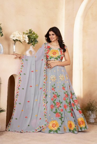 DVD D.NO 5089 WHOLESALE FAUX GEORGETTE FESTIVE WEAR LEHENGA CHOLI FOR EXPORT