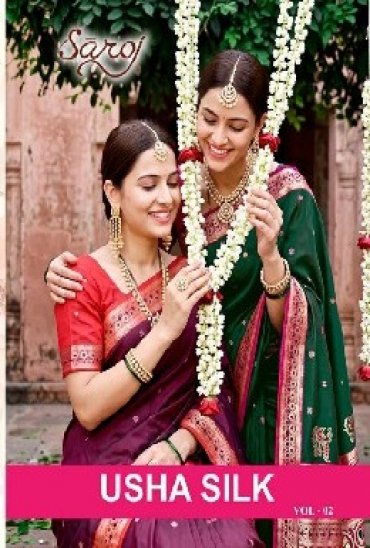 SAROJ USHA SILK VOL 2 WHOLESALE PURE SILK ETHNIC WEAR INDIAN SAREES FOR WOMEN SUPPLIER