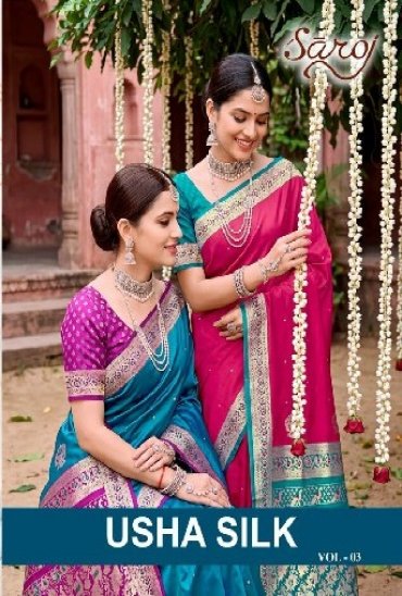 SAROJ USHA SILK VOL 3 WHOLESALE PURE SILK GORGEOUS LOOK INDIAN SAREES FOR WOMEN ONLINE
