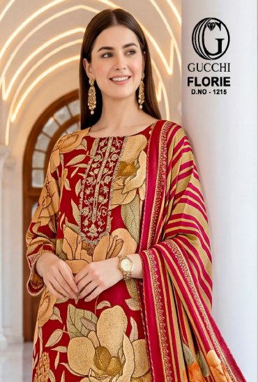 GUCCHI FLORIE D.NO 1215 WHOLESALE VISCOSE PASHMINA WINTER CLASSIC UNSTITCH SALWAR SUITS SUPPLIER