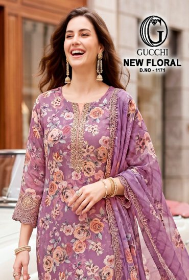 GUCCHI NEW FLORAL D.NO 1171 WHOLESALE VISCOSE PASHMINA WINTER SPECIAL UNSTITCH SALWAR SUITS EXPORTER
