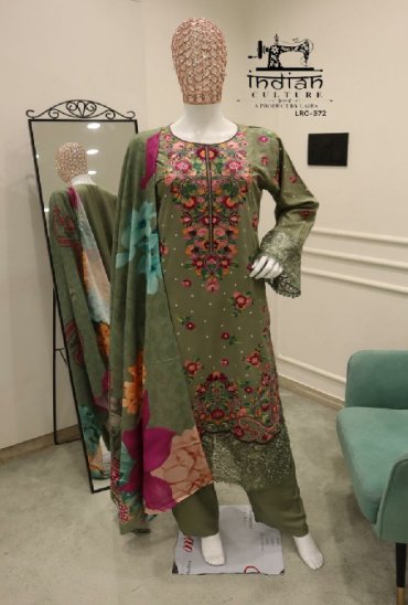 INDIAN CLUTURE D.NO LRC-372 WHOLESALE READYMADE PURE COTTON SLUB TRENDY PAKISTANI 3 PCS SUITS SUPPLIER