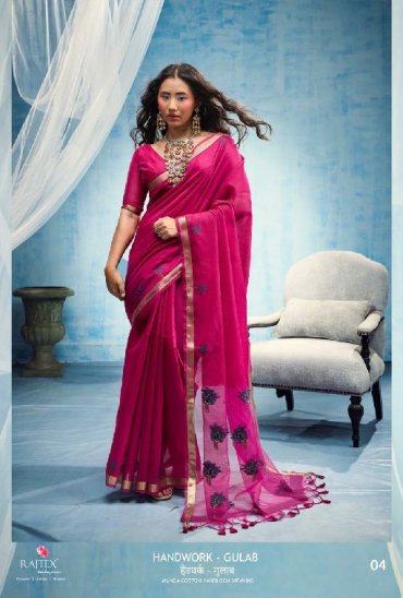 RAJTEX HANDWORK-GULAB WHOLESALE PURE MUNGA COTTON HANDLOOM WEAVING BEAUTIFUL INDIAN SAREES FOR WOMEN ONLINE