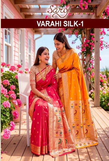 SAROJ VARAHI SILK VOL 1 WHOLESALE PURE SILK STUNNING LOOK INDIAN SAREES FOR WOMEN SUPPLIER
