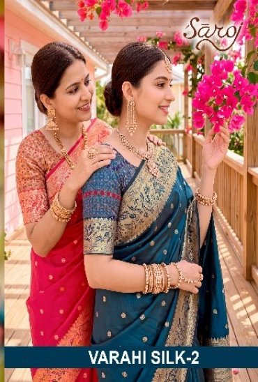 SAROJ VARAHI SILK VOL 2 WHOLESALE PURE SILK GORGEOUS LOOK INDIAN SAREES FOR WOMEN EXPORTER