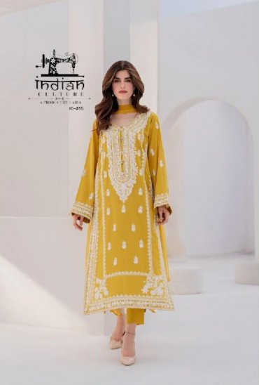 INDIAN CULTURE D.NO LRC-415 WHOLESALE READYMADE RAYON SATIN TRENDY PAKISTANI 3 PCS SUITS FOR EXPORT