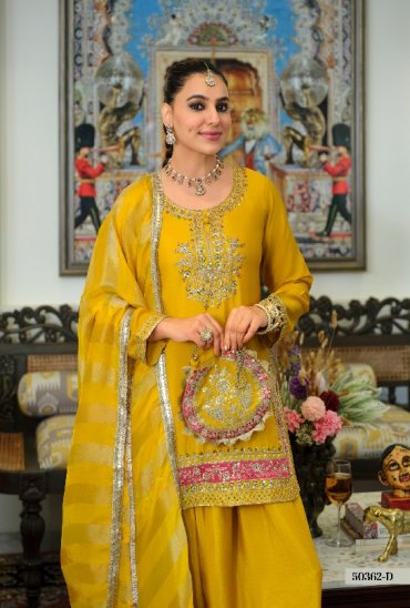 TEXTILEDEAL D.NO 50362-D WHOLESALE READYMADE CHINON BEATS WORK FUNCTION WEAR 3 PCS SUITS FOR WOMEN ONLINE