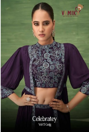 VAMIKA CELEBRITY VOL 5 GOLD WHOLESALE READYMADE PARTY WEAR INDO WESTERN DRESS FOR WOMEN ONLINE