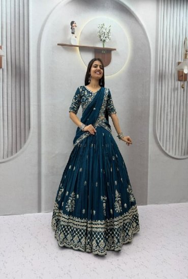 TAPI CREATION D.NO 348 WHOLESALE READYMADE VICHITRA SILK FESTIVE WEAR LEHENGA CHOLI FOR EXPORT