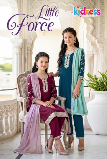 KI DRESS LITTLE FORCE WHOLESALE READYMADE CRYSTAL SILK AMAZING 3 PCS COMBO SET SUITS FOR KIDS ONLINE