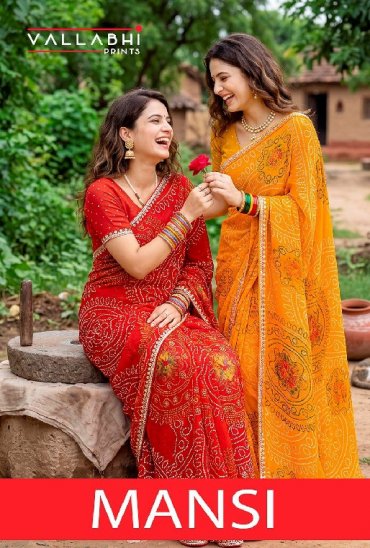 VALLABHI PRINTS MANSI WHOLESALE BANDHANI PRINT PRETTY LOOK SAREES FOR WOMEN ONLINE