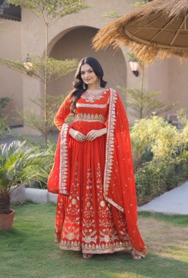 TEXTILEDEAL D.NO LW-9331 WHOLESALE READYMADE FAUX BLOOMING GEORGETTE DESIGNER GOWN WITH DUPATTA ONLINE