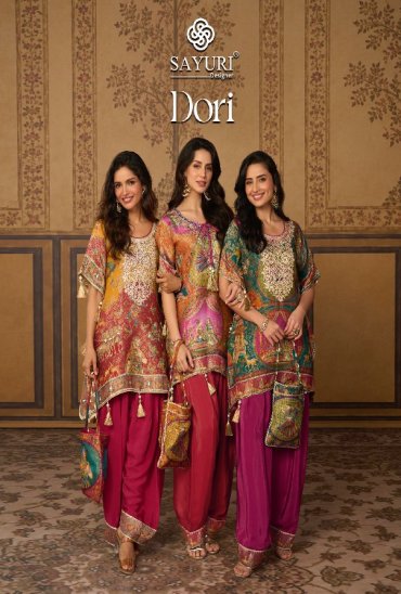 DORI BY SAYURI DESIGNER WHOLESALE READYMADE LATEST TRENDY JACQUARD STYLISH KAFTAN WITH FARSHI SALWAR FOR WOMEN ONLINE