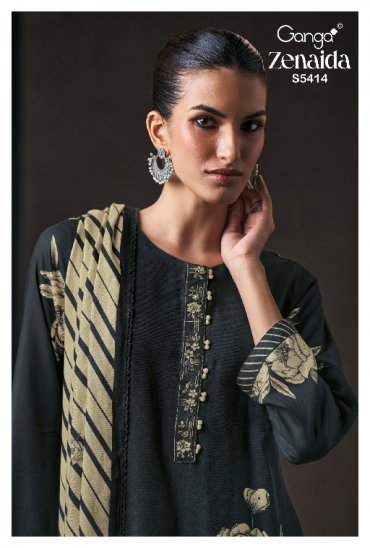 GANGA ZENAIDA S5414 WHOLESALE PURE WOOL PASHMINA WINTER CASUAL WEAR UNSTITCH SALWAR SUITS FOR EXPORT