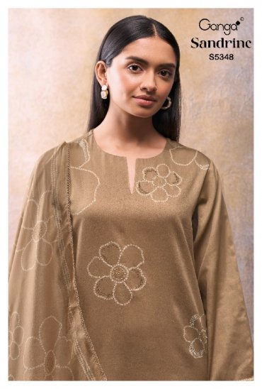 GANGA SANDRINE S5348 WHOLESALE PURE WOOL PASHMINA WINTER CASUAL WEAR UNSTITCH SALWAR SUITS EXPORTER