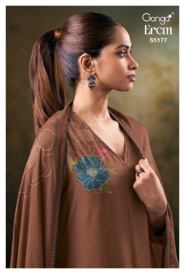 GANGA EREM S5177 WHOLESALE PURE WOOL PASHMINA WINTER WEAR UNSTITCH SALWAR SUITS SUPPLIER