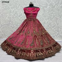 Anjani Art D.no 2596 Wholesale Velvet Fabrics Lehengas