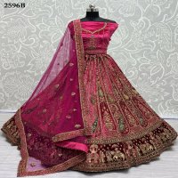 Anjani Art D.no 2596 Wholesale Velvet Fabrics Lehengas