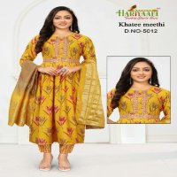 Hariyaali Khatee Meethi Vol-5 Wholesale Nyra Cut Embroidery Top With Pants And Dupatta