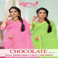 Madhupriya Chocolate Vol-4 Wholesale 60 Gram Chiffon With Jari Work Sarees