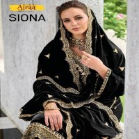 Ajraa Siona Wholesale Pure Velvet With Embroidery Work Winter Suits