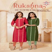 Namoh Rukshna Wholesale Heavy Roman Silk With Work Long Kurtis